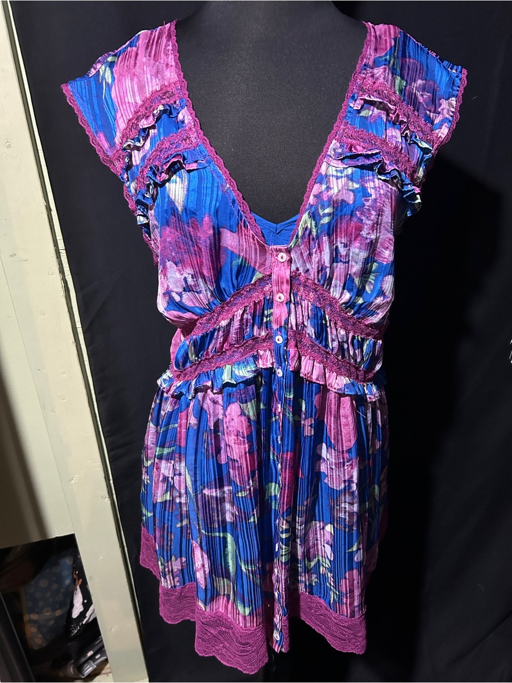 Free People Colorful Floral Babydoll Dress EUC